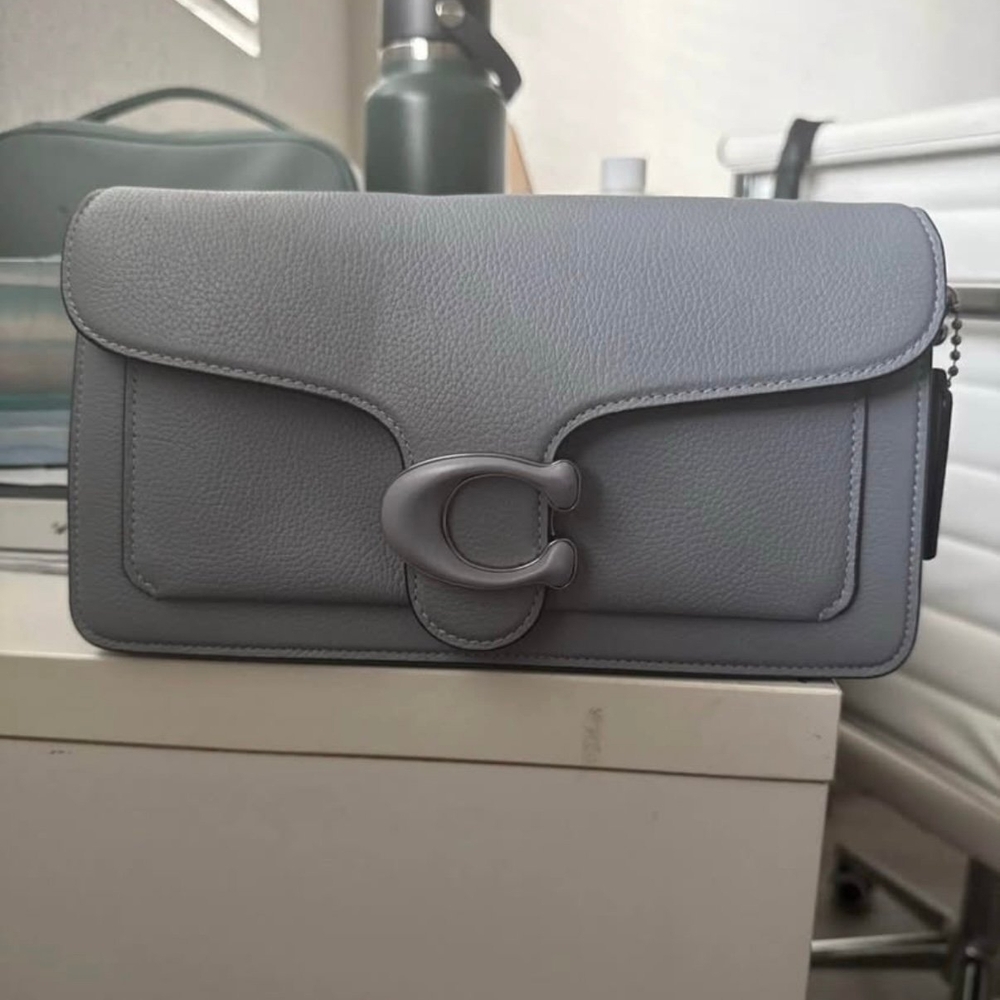 Coach Tabby Shoulder Bag 26 in Pebble Leather – Grey Blue